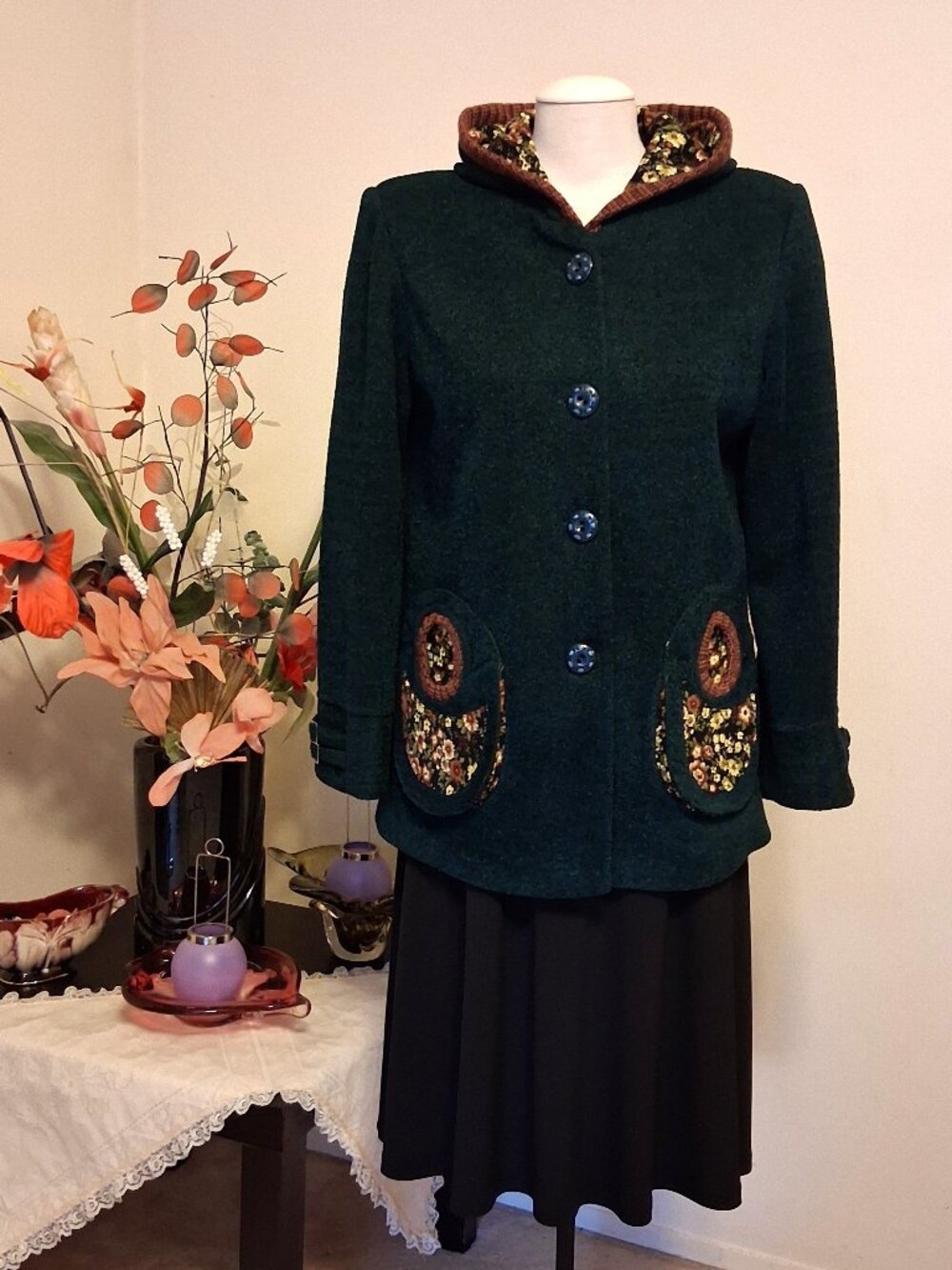 Mac & Jac Luxury Women’s Wool Blend Lined Blazer Tailored Hooded Bomber Jacket M
